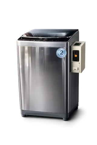 Coin-operated laundry machine, 9.5 kg capacity.