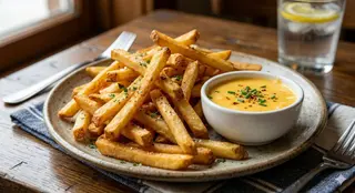 French fries + cheese dip