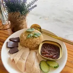 Boiled chicken rice in Bangkok.