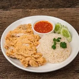 Fried chicken rice in Bangkok.