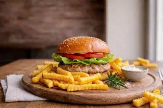 Chicken burger + french fries