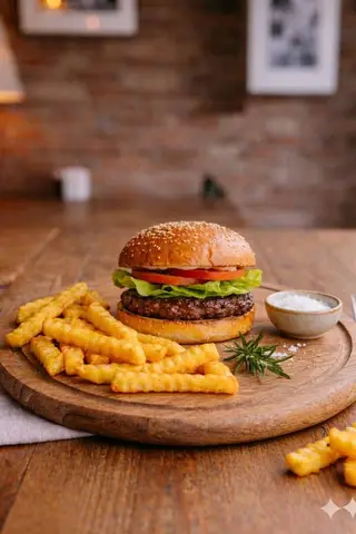 Beef burger + french fries