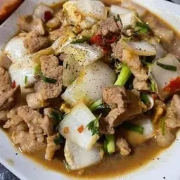 ผักกาดขาวผัดหมูสับ(หมูชิ้น)