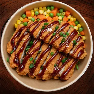กับข้าว - ไก่ทอด ซอสบาร์บีคิว