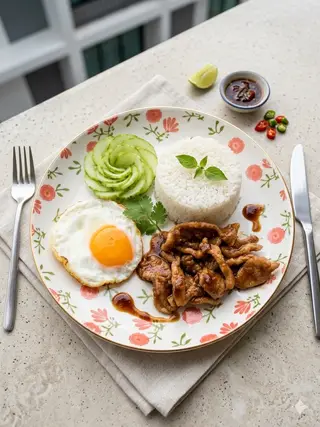 หมูกระเทียมไข่ดาว