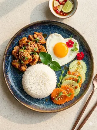ไก่กระเทียมไข่ดาว
