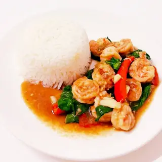 ข้าวกระเพรากุ้ง