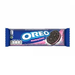 Oreo chocolate sandwich cookies with strawberry cream filling.