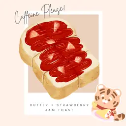 (2แผ่น)ปังปิ้งเนยแยมสตอเบอรี่