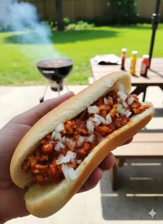 Beef sauce hot dog
