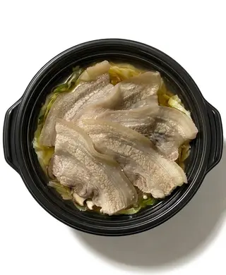 Sliced pork belly for shabu shabu.