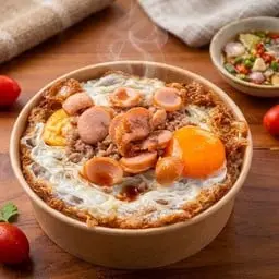 2 fried eggs with toppings