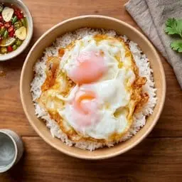 Rice with two fried eggs