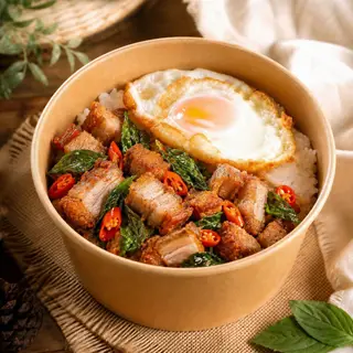 Crispy pork with basil