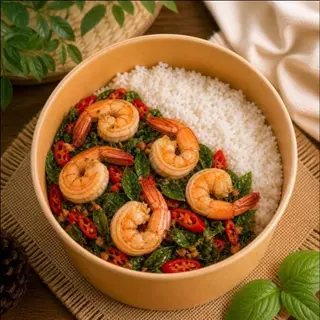 Shrimp with basil