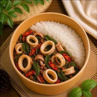 Squid with basil