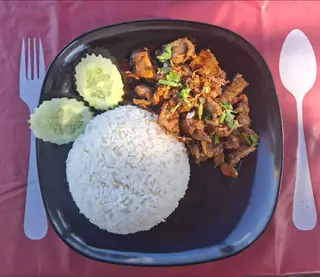 Rice with pork and garlic