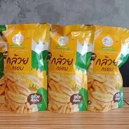 กล้วยกรอบ กล้วยน้ำว้าออแกนิค หวานธรรมชาติ แผ่นบางกรอบนาน70กรัม(3 ถุง100)