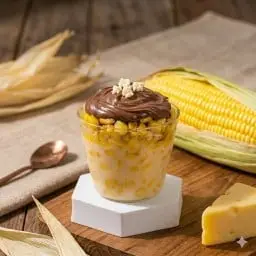 Corn with butter, milk, and Nutella.