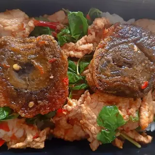 Basil rice with century egg