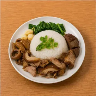 ข้าวขาหมูพะโล้+ไส้หมูพะโล้