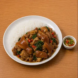 ข้าวผัดกะเพราขาหมูพะโล้