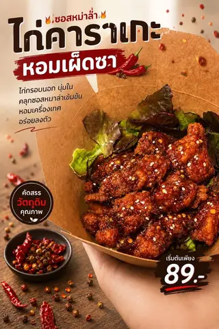 ข้าวไก่ทอดซอสหมาล่า