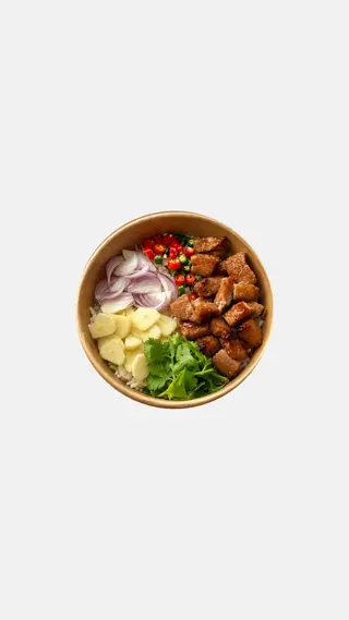ข้าวขยำหมูทอด น้ำยำสูตรปลาร้า