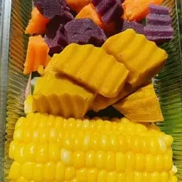 ฟักทองนึ่ง,ข้าวโพดต้ม,มัน2สี