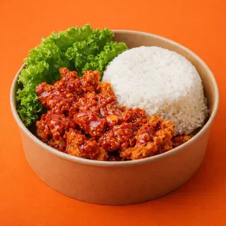 ข้าวไก่ทอดซอสหมาล่า