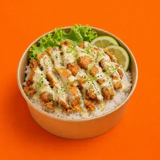 ข้าวไก่ทอดซอสครีมมะนาว