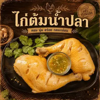 ไก่ต้มน้ำปลา2ชิ้น