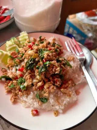 Pork with basil