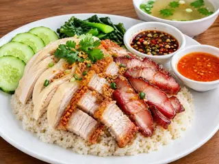 ข้าวมันรวมไก่/หมูแดง/หมูกรอบ