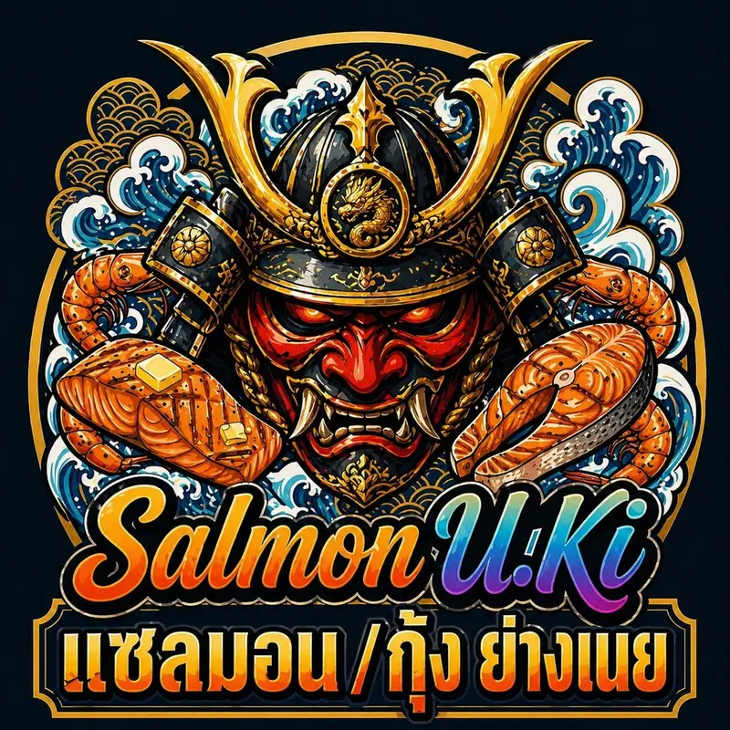 แซลมอน/กุ้งย่างเนย [ Salmon U.Ki ]