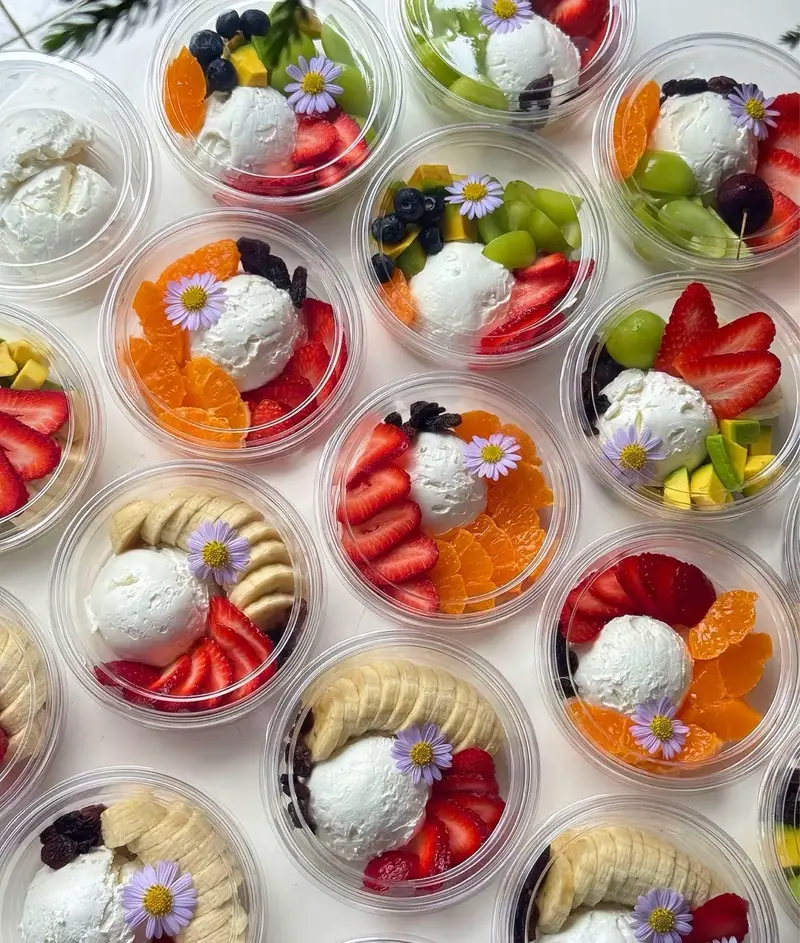 Sweet homemade greek yogurt fruit box