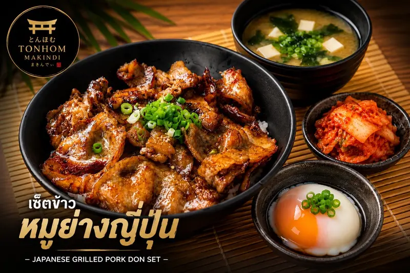 ต้นหอม Makindi ข้าวหมูย่างซอสญี่ปุ่น