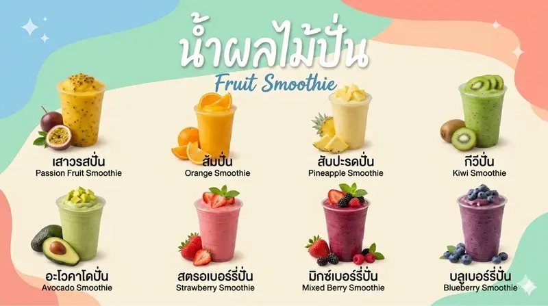 Caffeine กาแฟสด สมูตตี้น้ำผลไม้ปั่น ขนมปังปิ้ง