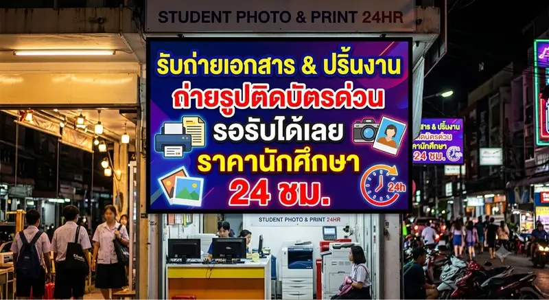 ถ่ายเอกสาร ถ่ายภาพติดบัตร 24ชม.