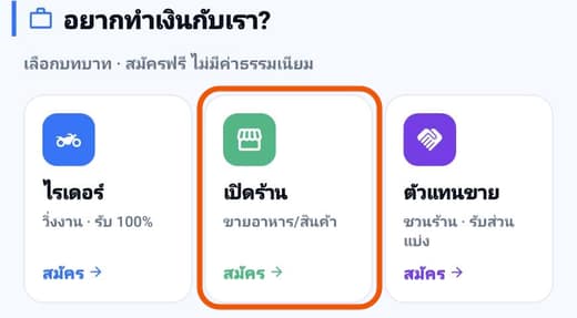 หน้าแรกของแอป การ์ดเปิดร้าน